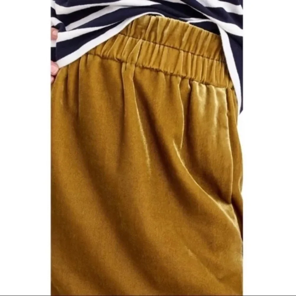 J Crew Crushed Velvet Skirt Midi Straight Gold Yellow Size Small
